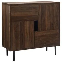 Color Pop Modern Square Accent Table - Dark Walnut/Navy