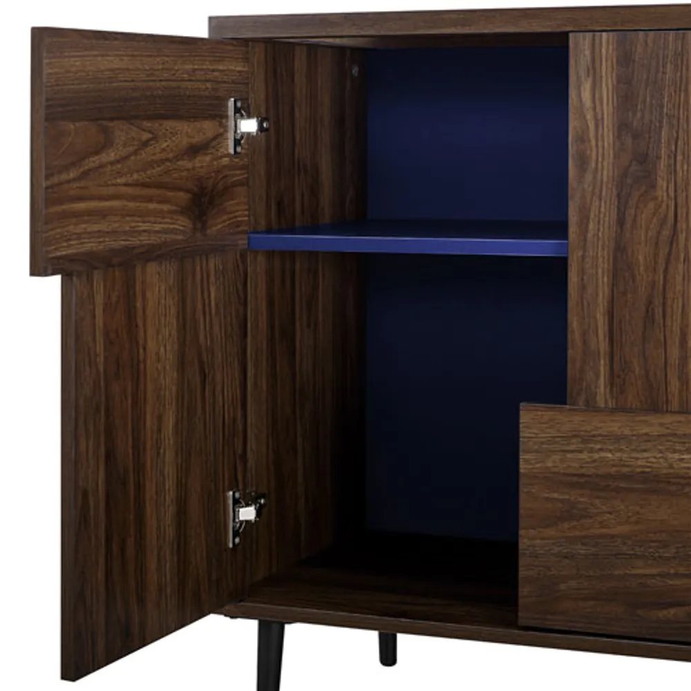 Color Pop Modern Square Accent Table - Dark Walnut/Navy