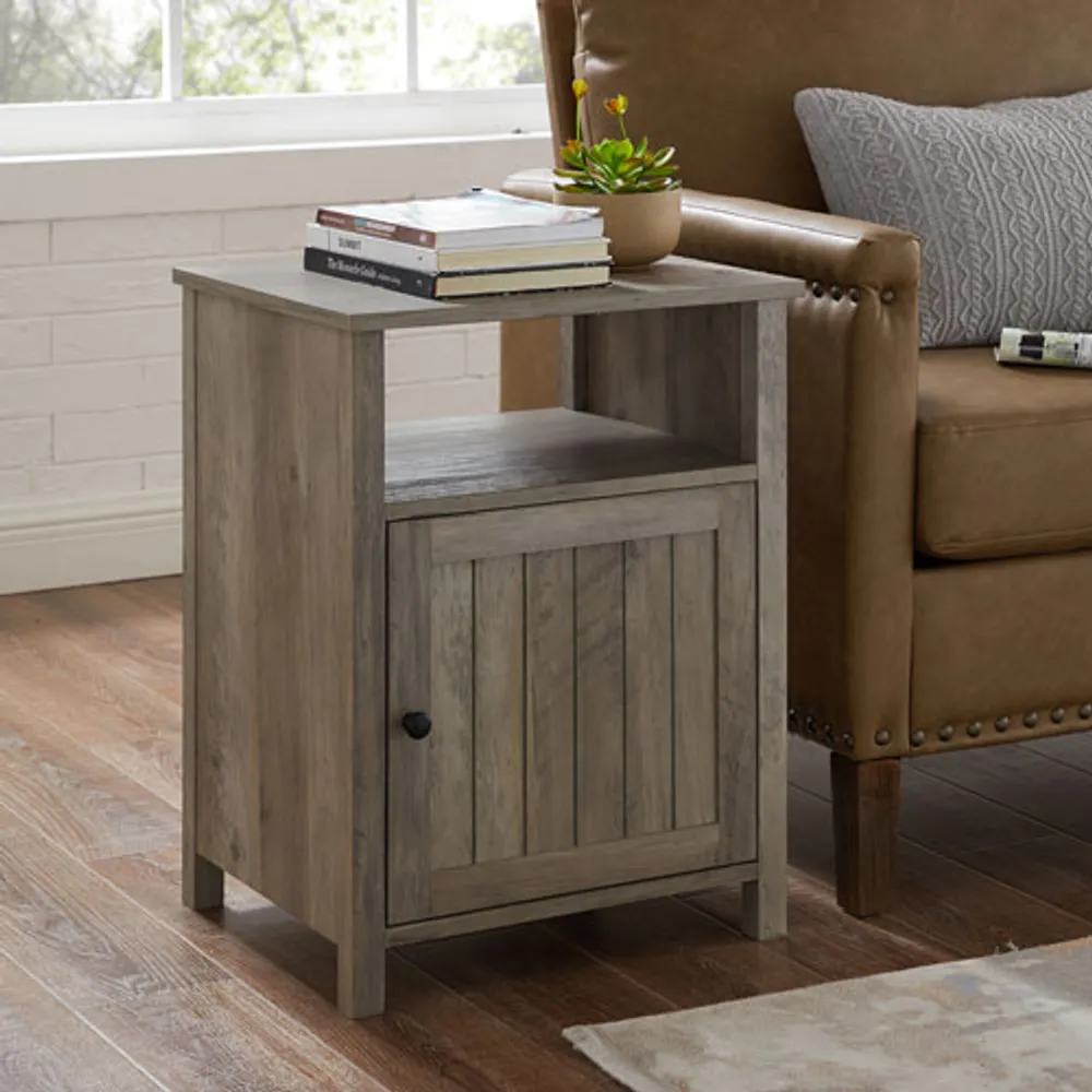 Winmoor Home Grooved Transitional Square Accent Table - Grey Wash