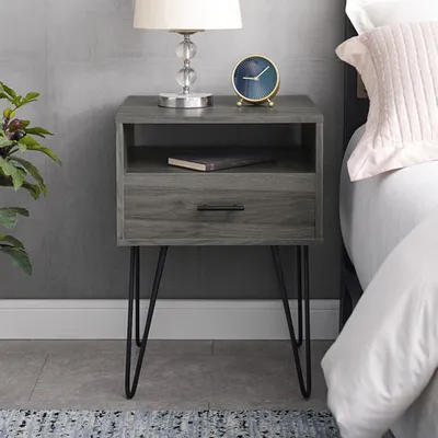 Winmoor Home Modern 1 Drawer Nightstand - Grey