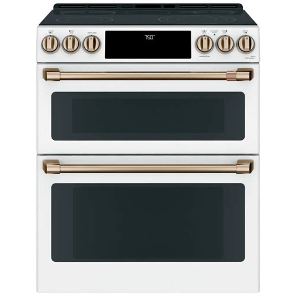 Café 30" True Convection Double Oven Slide-In Smooth Top Electric Range (CCES750P4MW2) - Matte White
