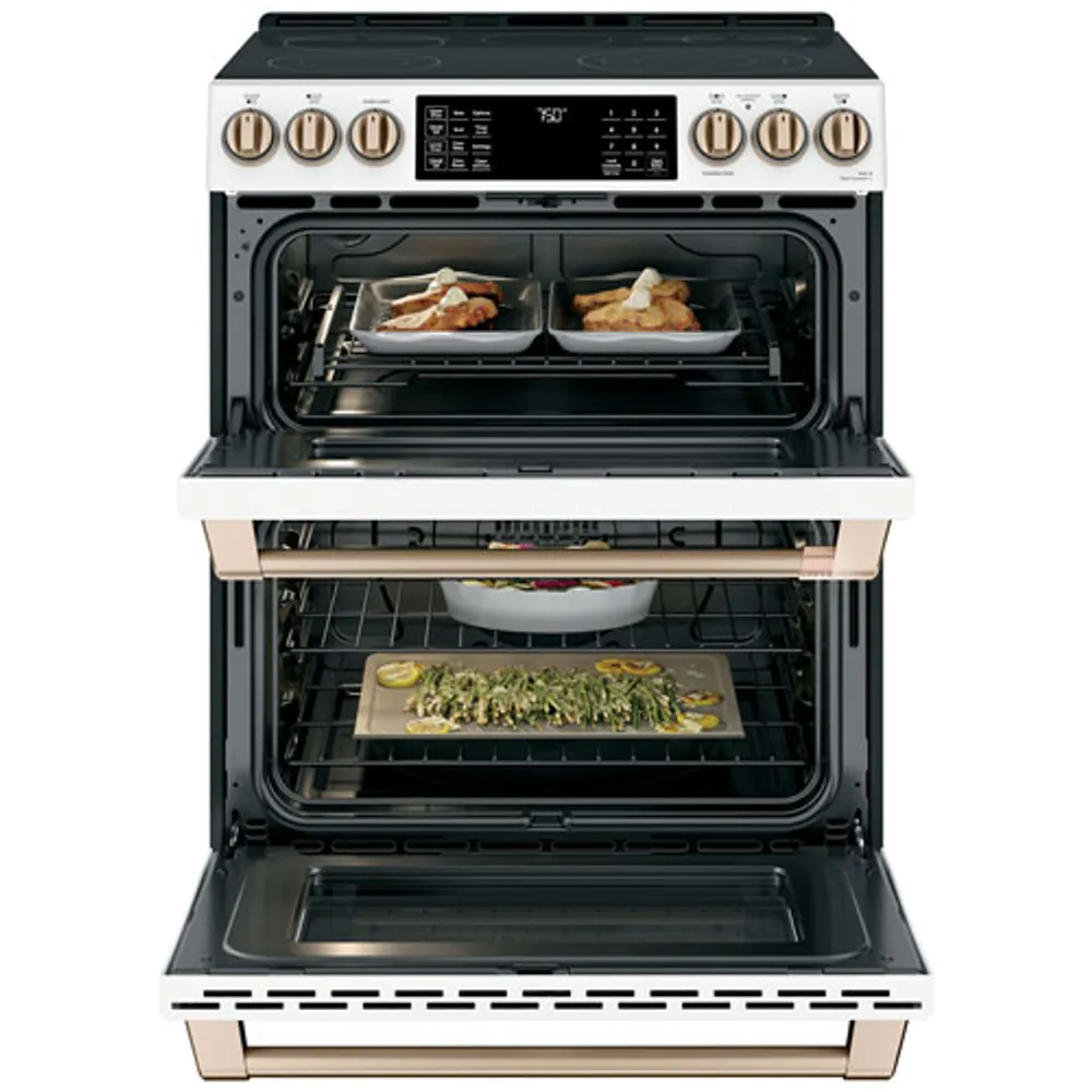 Café 30" True Convection Double Oven Slide-In Smooth Top Electric Range (CCES750P4MW2) - Matte White