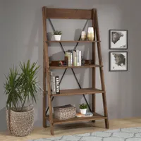 Winmoor Home Modern 4-Shelf Ladder Bookshelf - Brown