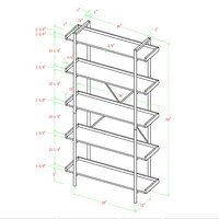 Winmoor Home 68" 5-Shelf MDF Bookcase - Grey Wash