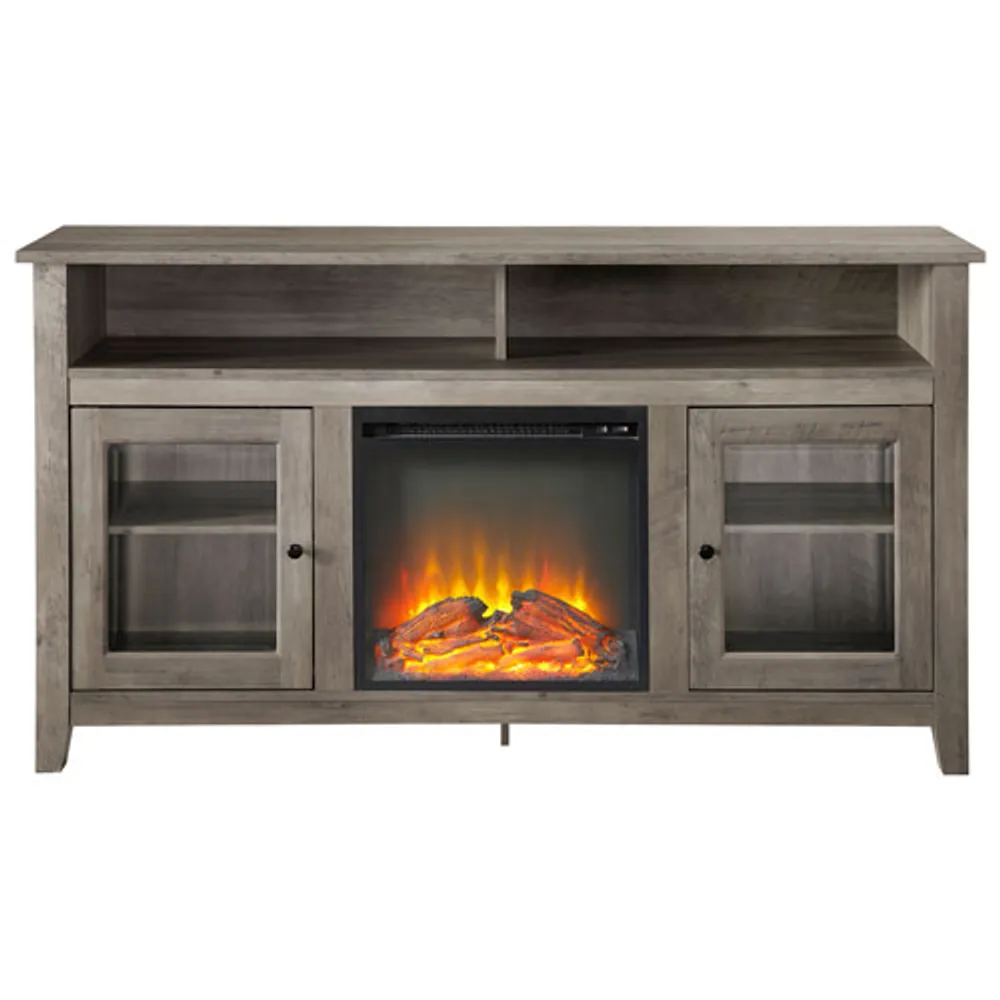 Winmoor Home 64" Fireplace TV Stand with Logs Firebox - Grey Wash