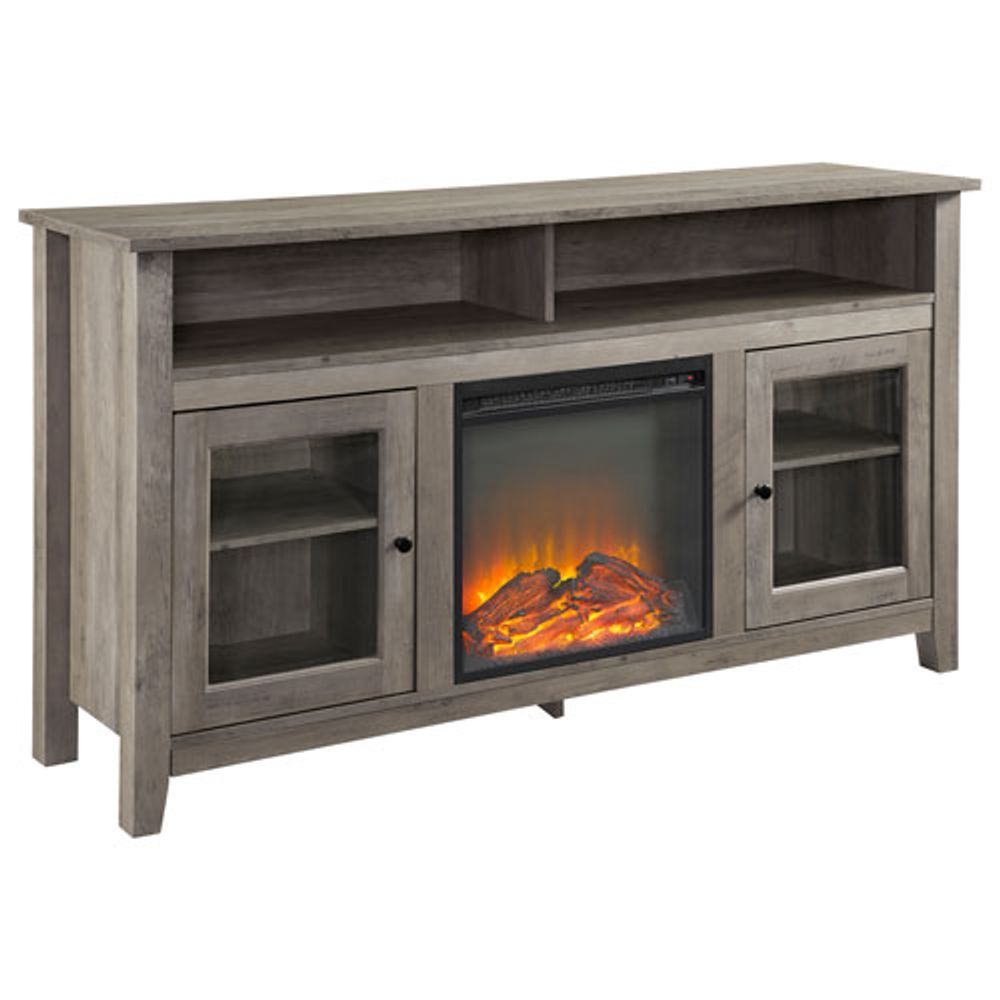 Winmoor Home 64" Fireplace TV Stand with Logs Firebox - Grey Wash