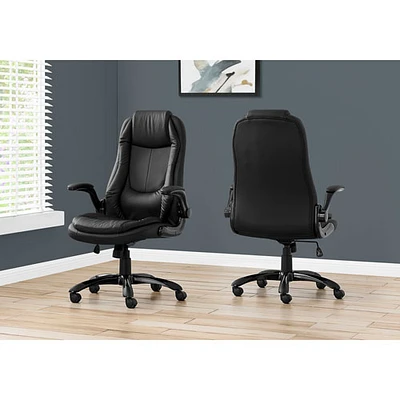 Fauteuil de bureau ergonomique en similicuir à dossier haut de Monarch - Noir