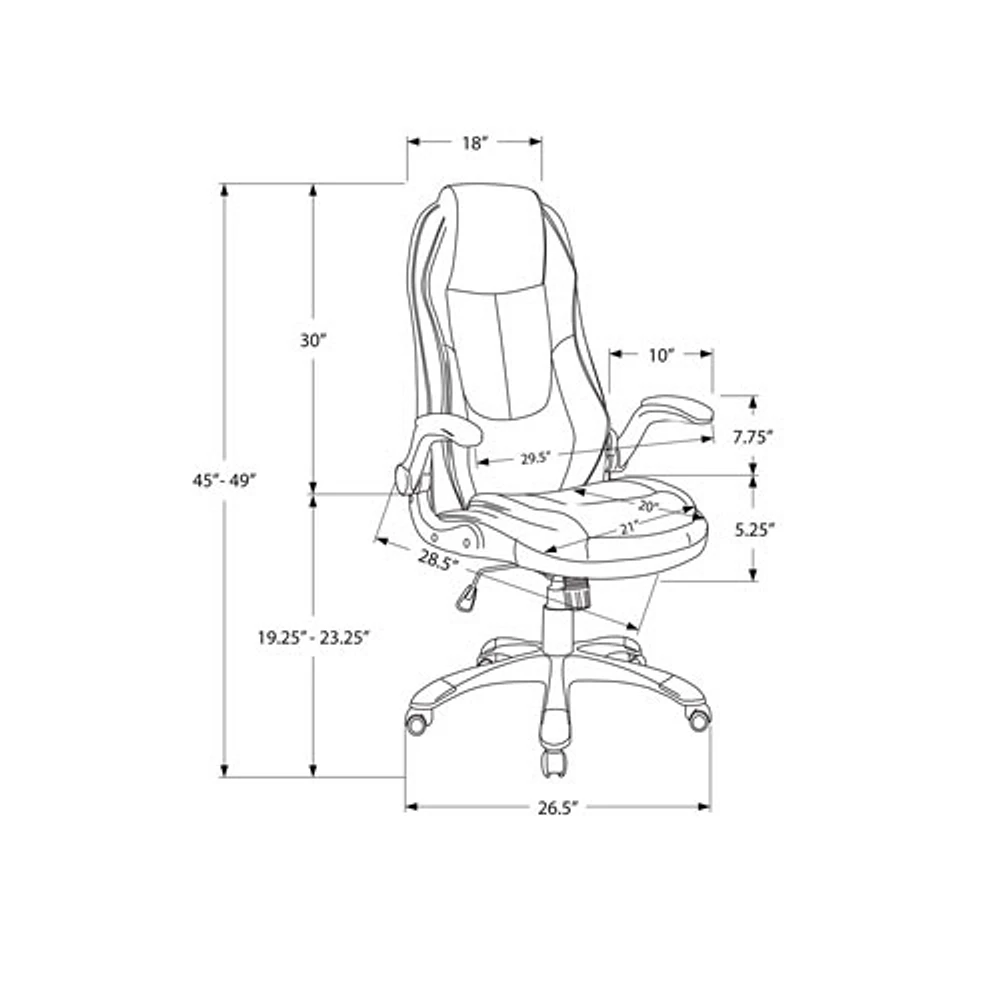 Monarch Ergonomic High-Back Faux Leather Executive Chair - Black