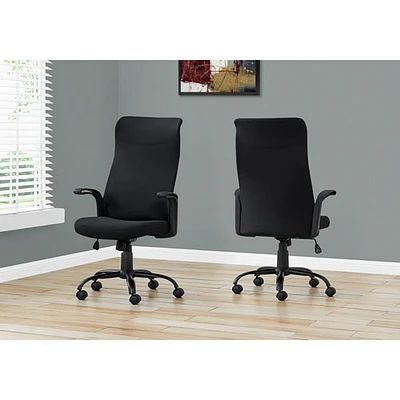 Monarch Ergonomic High-Back Polyester Executive Chair - Black