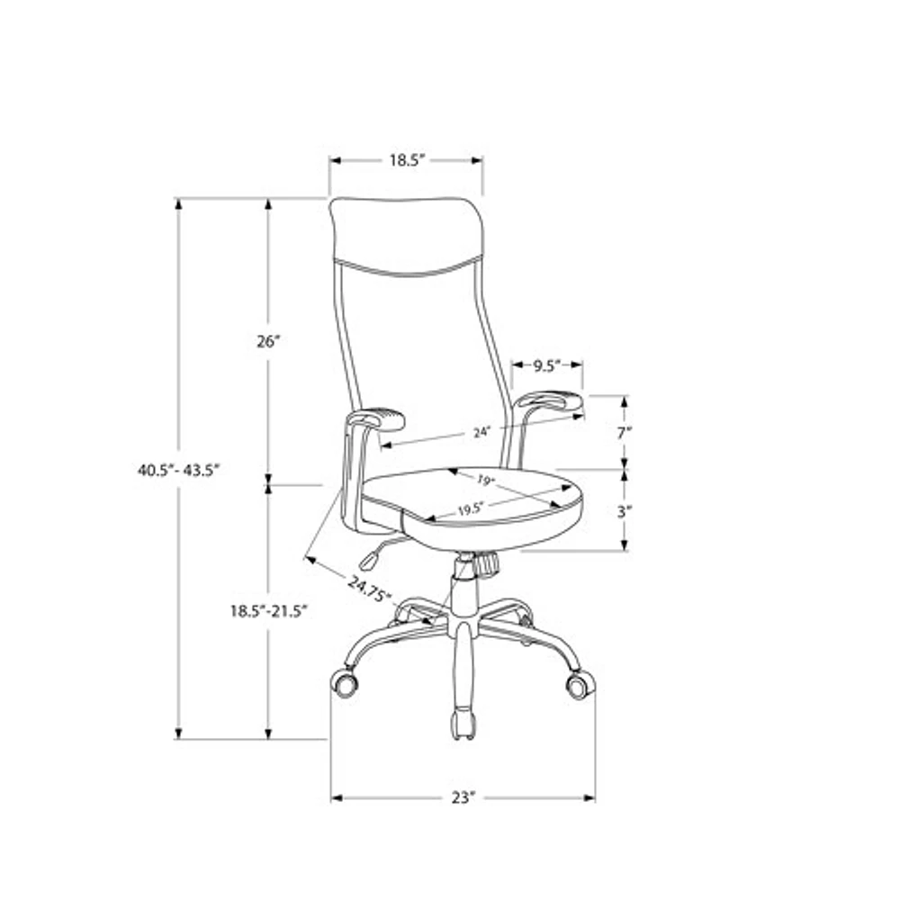 Monarch Ergonomic High-Back Polyester Executive Chair - Black