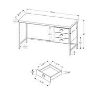 Bureau d'ordinateur contemporain avec tiroirs de Monarch - Brun/noir