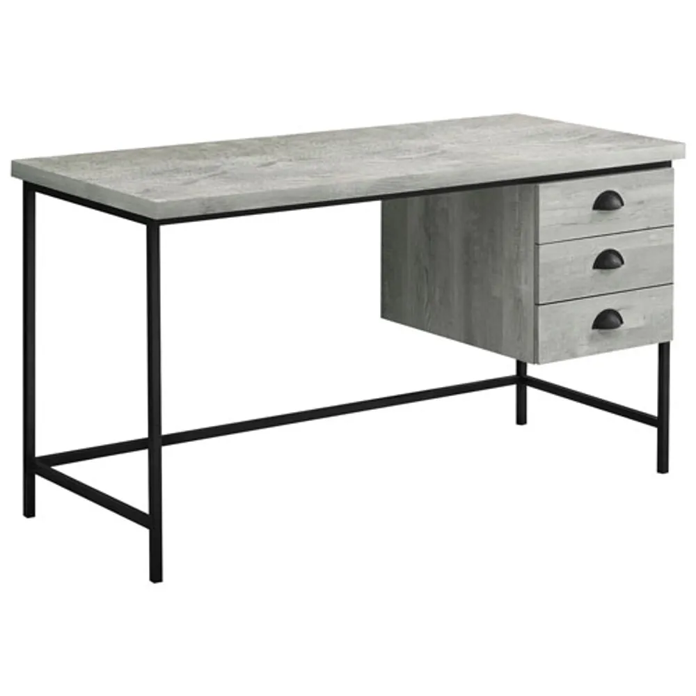 Monarch Contemporary Computer Desk with Drawers - Grey/Black