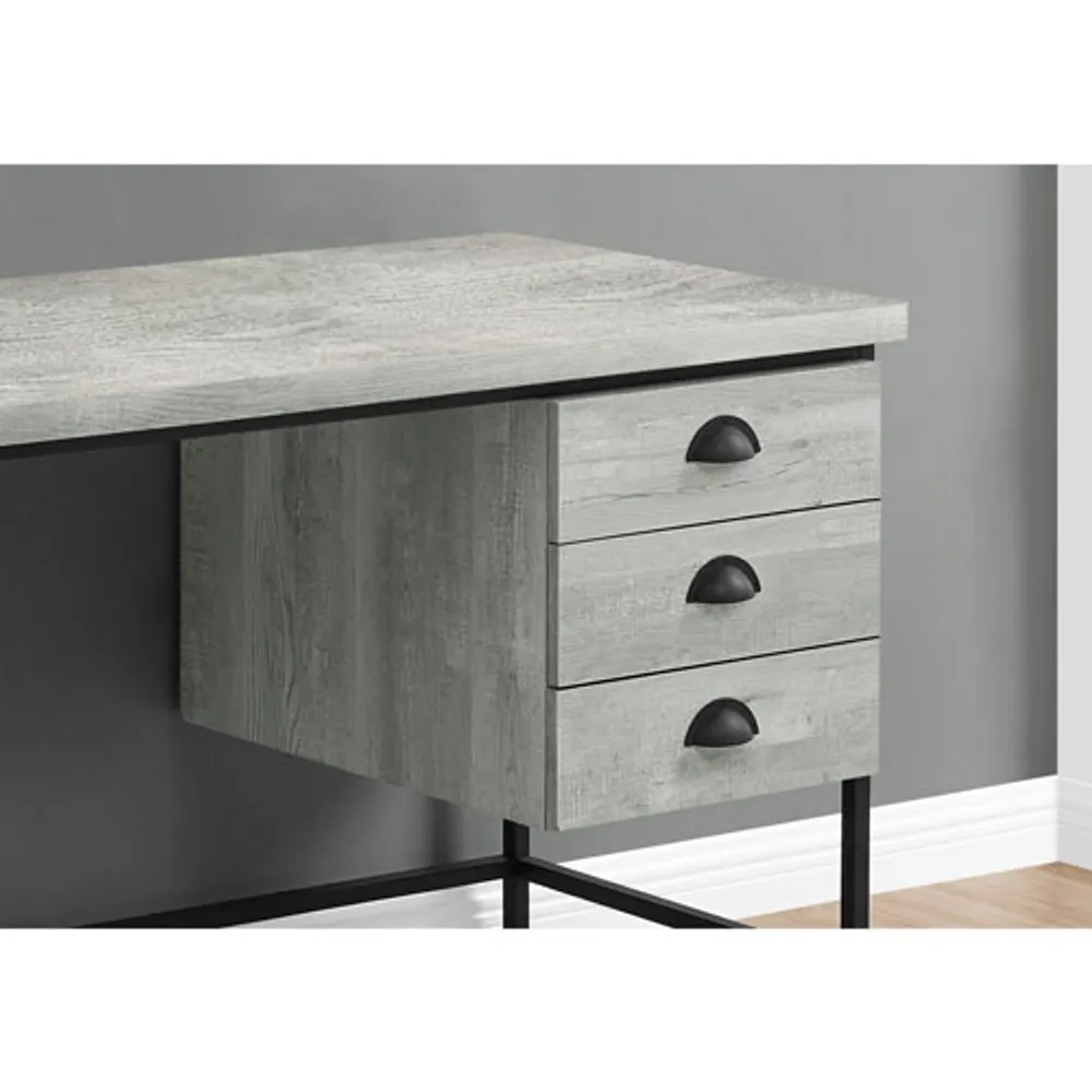 Monarch Contemporary Computer Desk with Drawers - Grey/Black