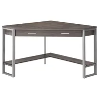 Bureau d'angle contemporain de Monarch pour ordinateur - Taupe foncé/argenté