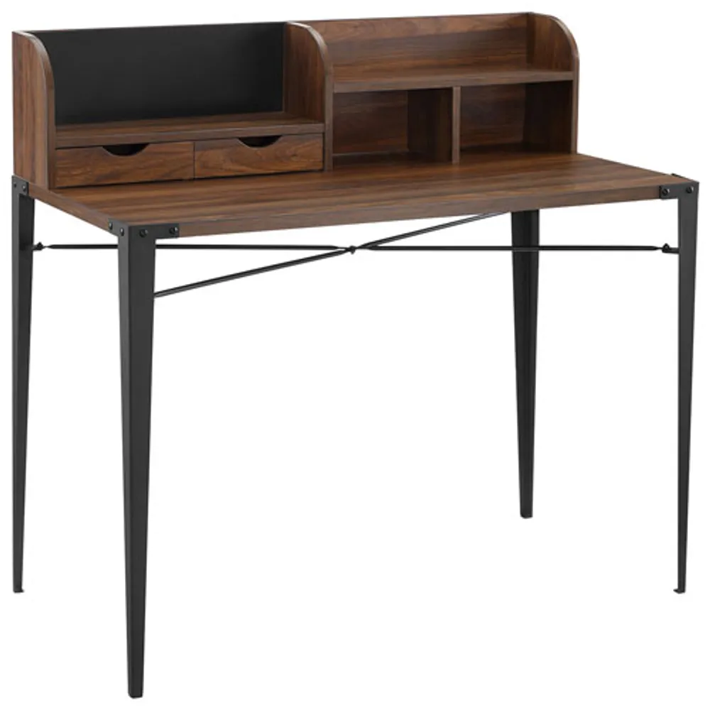 Winmoor Home Modern Writing Desk with Hutch - Dark Walnut