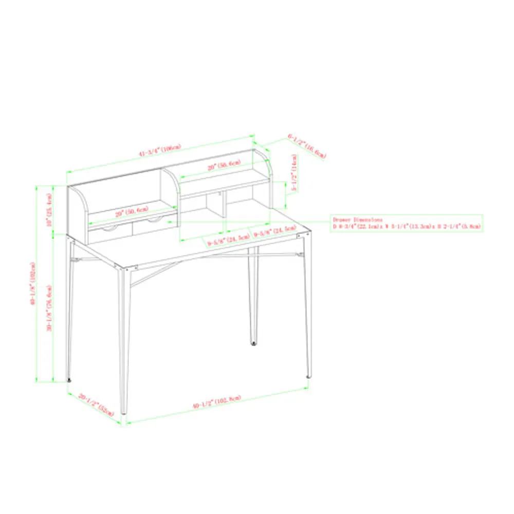 Winmoor Home Modern Writing Desk with Hutch