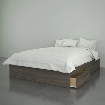 Pocono Modern Platform Bed - Double - Bark Grey
