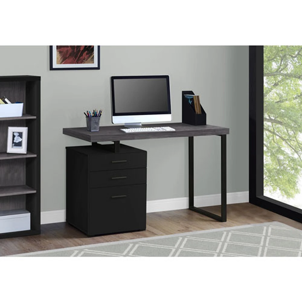 Monarch Computer Desk with Drawers - Black/Grey