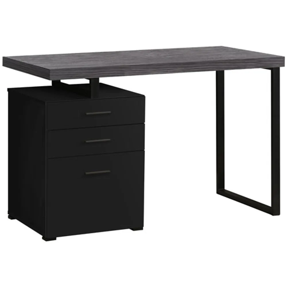 Monarch Computer Desk with Drawers - Black/Grey