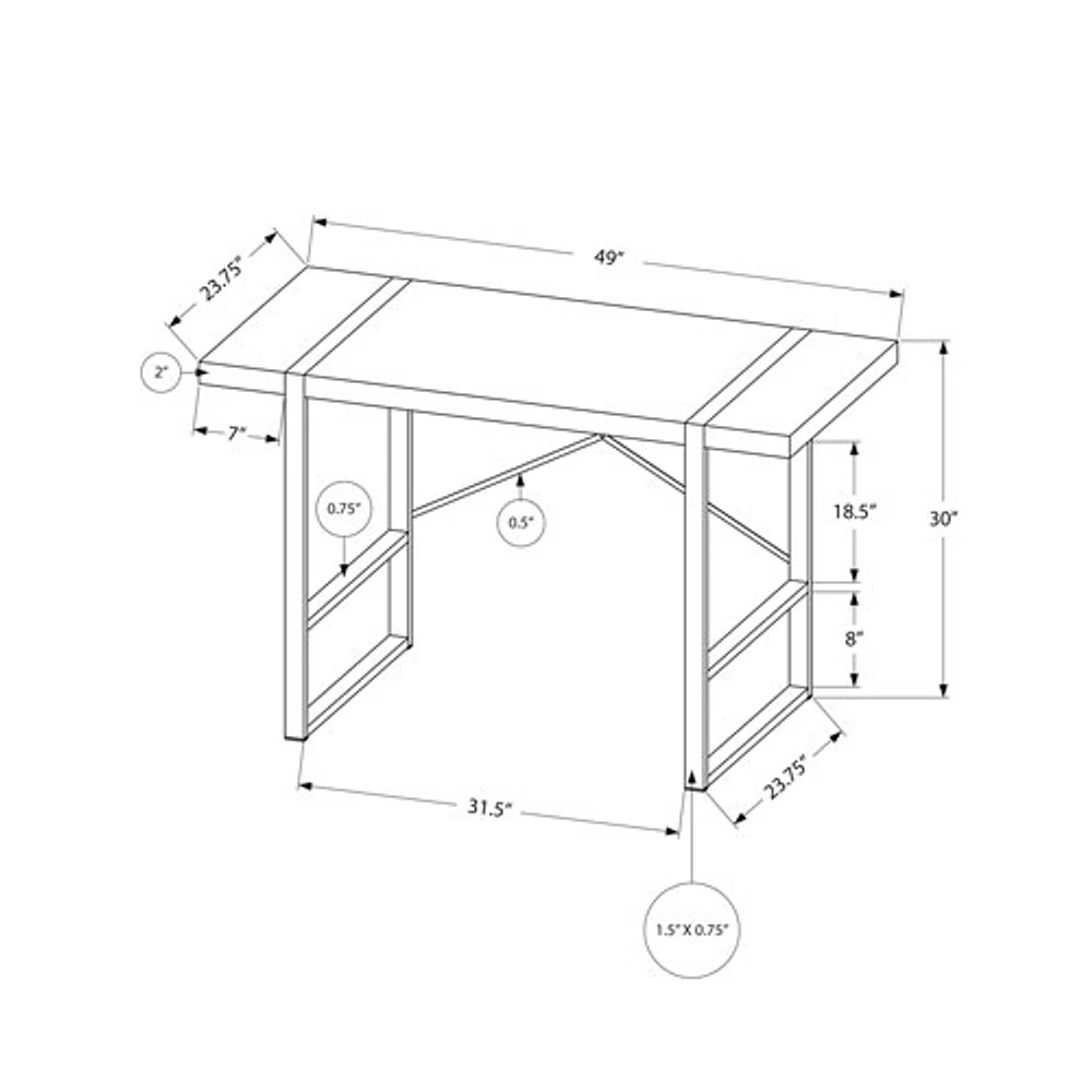 Monarch Computer Desk - Dark Taupe/Black