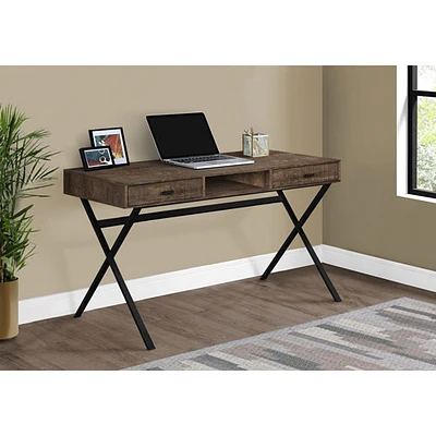 Monarch Computer Desk with Drawers & Shelf - Brown/Black