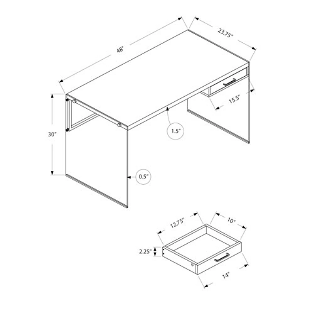 Bureau d'ordinateur avec tiroir de Monarch