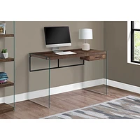 Monarch Computer Desk with Drawer - Brown/Glass