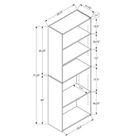 Monarch 72" 5-Shelf Bookcase - Grey