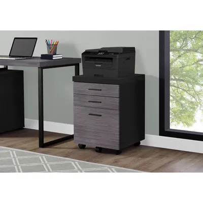 Contemporary 3-Drawer Mobile File Cabinet - Black/Grey