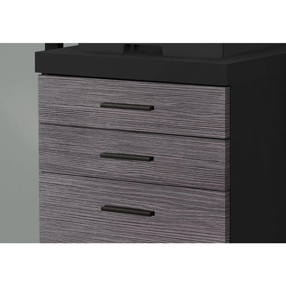 Contemporary 3-Drawer Mobile File Cabinet - Black/Grey