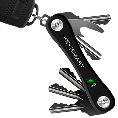 KeySmart Pro Compact Key Holder with Tile Smart Location - Black