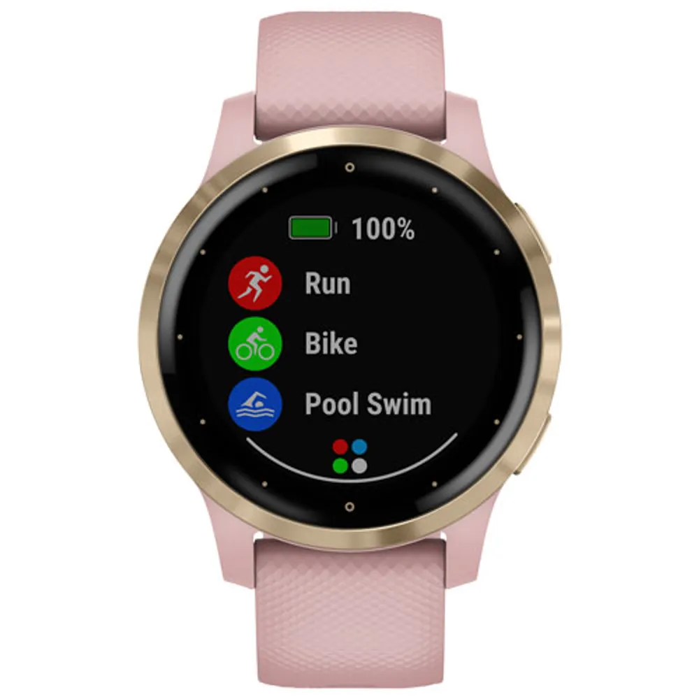 Garmin vivoactive 4S 40mm GPS Watch with Heart Rate Monitor - Light Gold/Dust Rose - Only at Best Buy