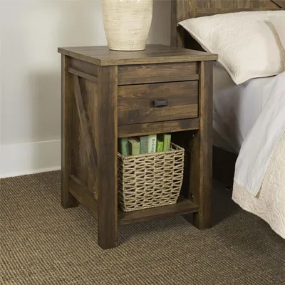 Farmington Contemporary 1-Drawer Nightstand - Rustic