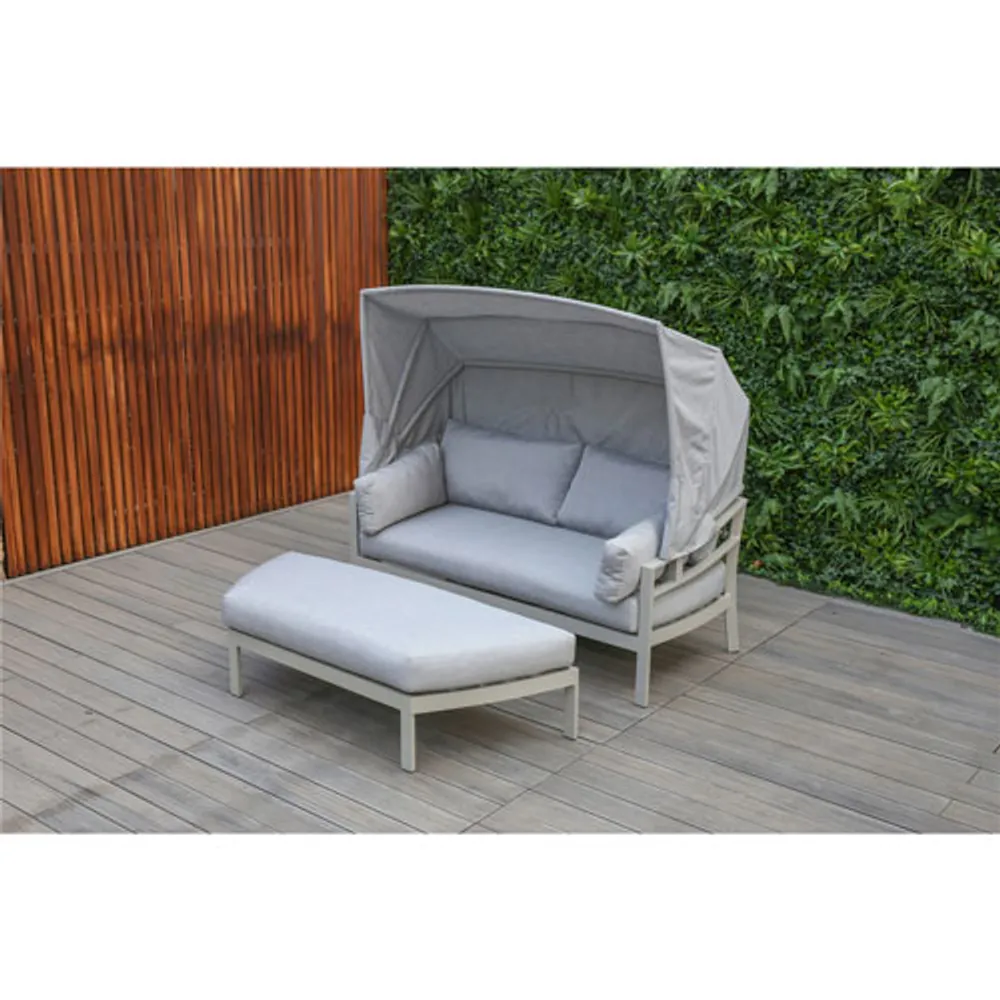 Seychelle Day Bed with Ottoman & Cushions - Light Grey