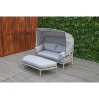 Seychelle Day Bed with Ottoman & Cushions - Light Grey