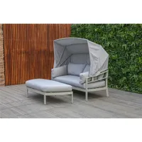 Seychelle Day Bed with Ottoman & Cushions - Light Grey