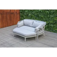 Seychelle Day Bed with Ottoman & Cushions - Light Grey