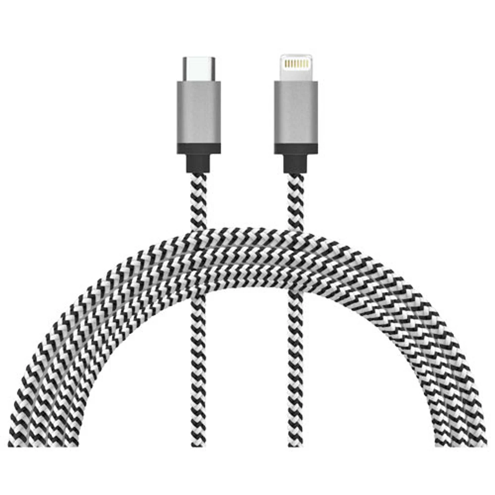 Câble Lightning vers USB-C de 3 m (10 pi) de LBT - Noir/Blanc