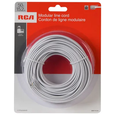 RCA 50 ft. Modular Phone Cord (CTP050WHR)