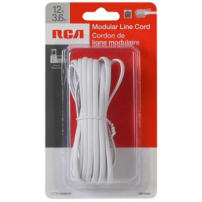 Cordon téléphonique modulaire de 12 pi de RCA (CTP230WHR)