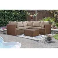 Veranda 3-Piece Patio Sectional - Brown Wicker/Taupe Cushions