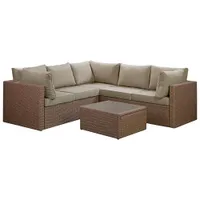 Veranda 3-Piece Patio Sectional - Brown Wicker/Taupe Cushions