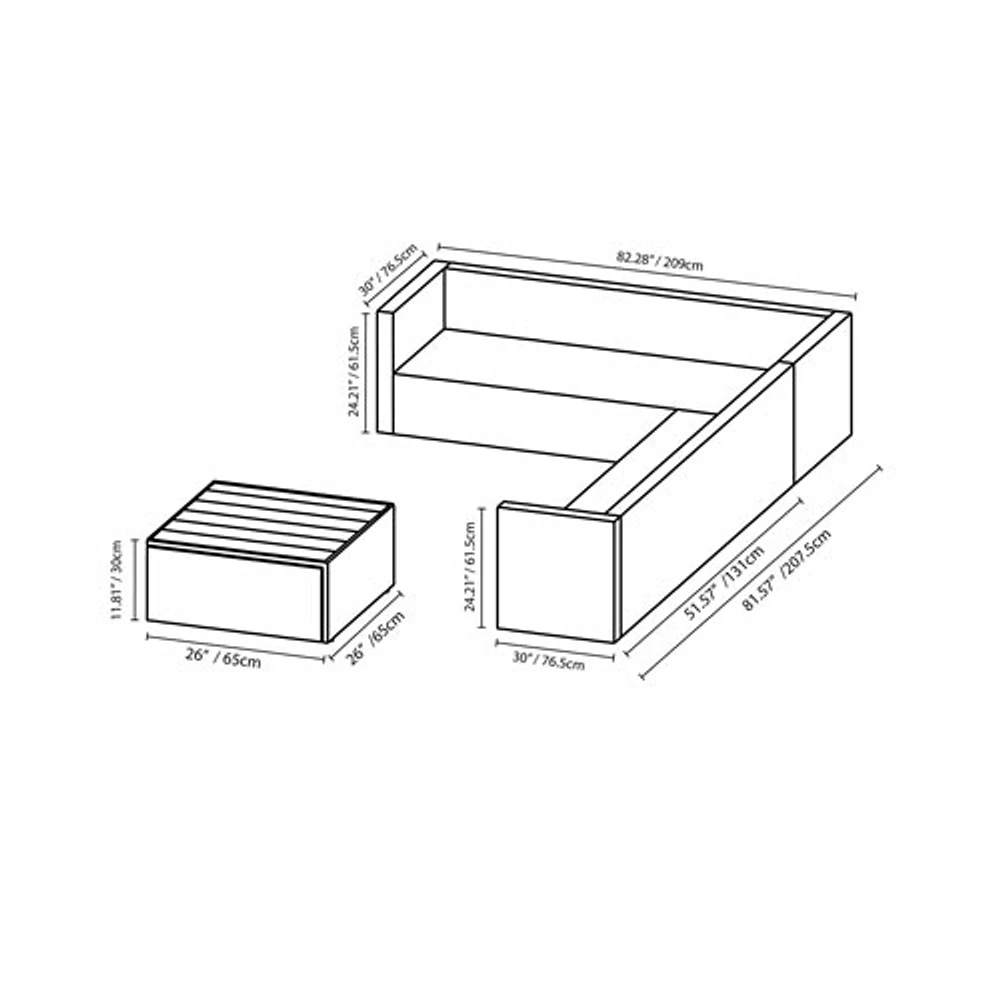 Ensemble modulaire de patio de 3 pièces Veranda - Osier brun/Coussins taupe