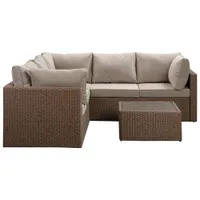 Veranda 3-Piece Patio Sectional - Brown Wicker/Taupe Cushions