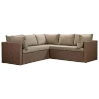 Veranda 3-Piece Patio Sectional - Brown Wicker/Taupe Cushions