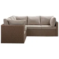 Veranda 3-Piece Patio Sectional - Brown Wicker/Taupe Cushions