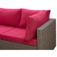 Veranda 3-Piece Patio Sectional - Brown Wicker/Red Cushions