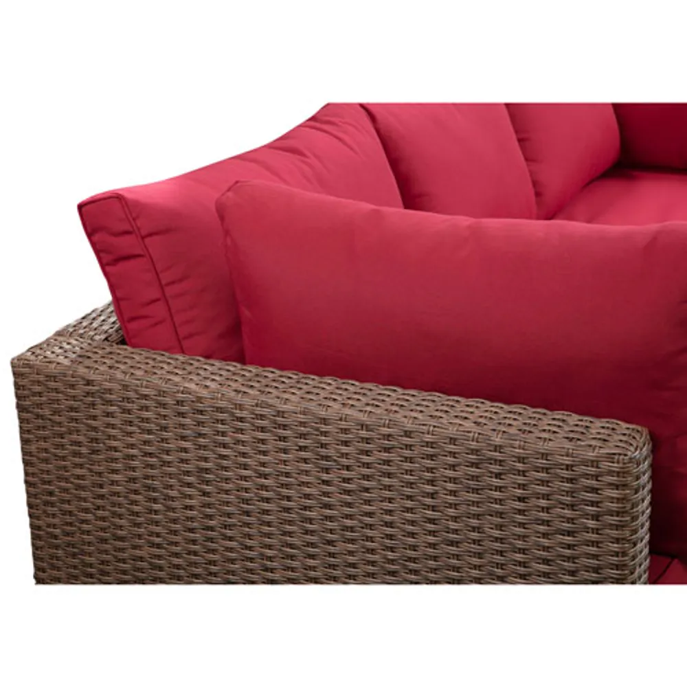 Veranda 3-Piece Patio Sectional - Brown Wicker/Red Cushions