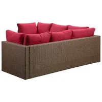 Veranda 3-Piece Patio Sectional - Brown Wicker/Red Cushions