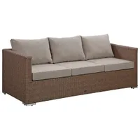 Deckster 3-Piece Patio Conversation Set - Brown Wicker/Taupe Cushions